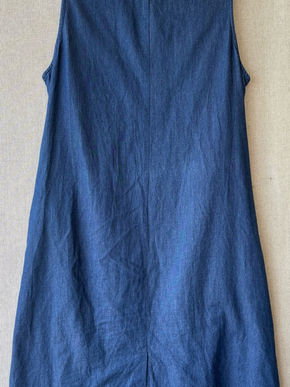 La Cera Embroidered denim Sleeveless Dress with Colorful Yoke size large pockets - Picture 6 of 6